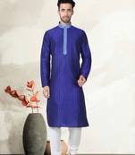 Indian Poshakh Navy Blue Art Silk Kurta Pajama