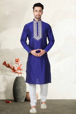 Indian Poshakh Royal Blue Art Silk Kurta Pajama 1