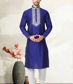 Indian Poshakh Royal Blue Art Silk Kurta Pajama