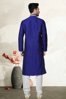 Indian Poshakh Royal Blue Art Silk Kurta Pajama 4