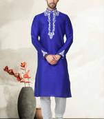 Indian Poshakh Royal Blue Bangalore Silk Kurta Pajama