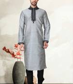 Indian Poshakh Grey Art Silk Kurta Pajama