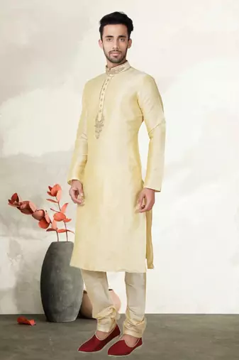 Indian Poshakh Gold Bangalore Silk Kurta Pajama