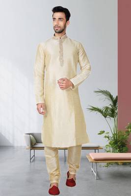 Indian Poshakh Gold Art Silk Kurta Pajama 1