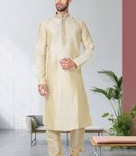 Indian Poshakh Gold Art Silk Kurta Pajama