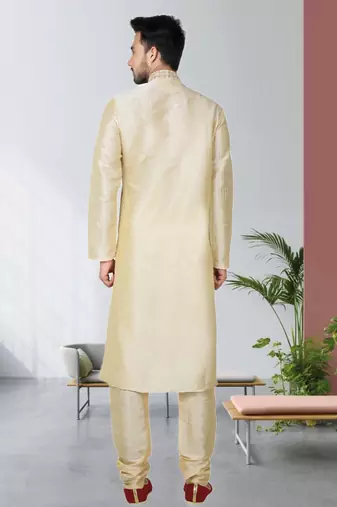 Indian Poshakh Gold Art Silk Kurta Pajama