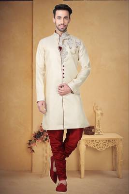 Indian Poshakh Gold Brocket Kurta Pajama 1