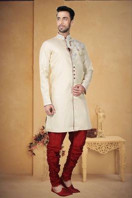 Indian Poshakh Gold Brocket Kurta Pajama 2