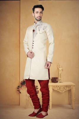 Indian Poshakh Gold Brocket Kurta Pajama 3