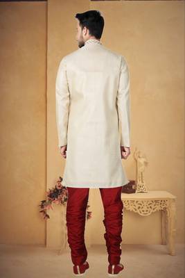 Indian Poshakh Gold Brocket Kurta Pajama 4