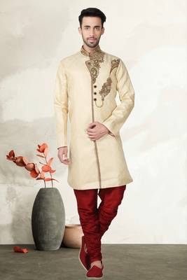 Indian Poshakh Gold Brocket Kurta Pajama 1