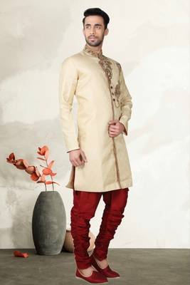 Indian Poshakh Gold Brocket Kurta Pajama 3