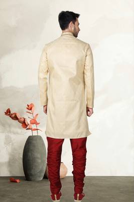 Indian Poshakh Gold Brocket Kurta Pajama 4