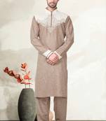 Indian Poshakh Cream Cotton Linen Kurta Pajama