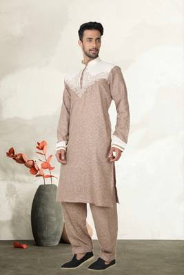 Indian Poshakh Cream Cotton Linen Kurta Pajama 3