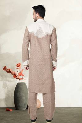 Indian Poshakh Cream Cotton Linen Kurta Pajama 4