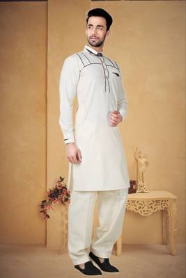 Indian Poshakh Gold Cotton Linen Kurta Pajama 2