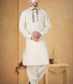 Indian Poshakh Gold Cotton Linen Kurta Pajama