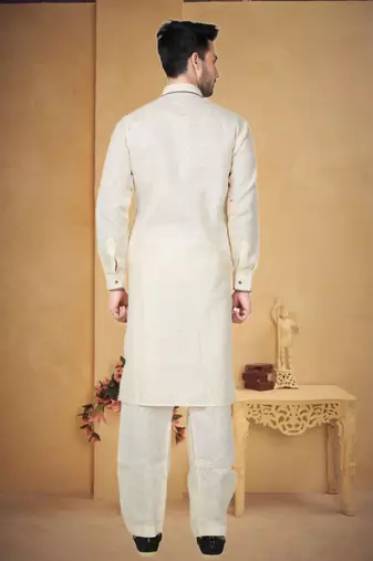Indian Poshakh Gold Cotton Linen Kurta Pajama