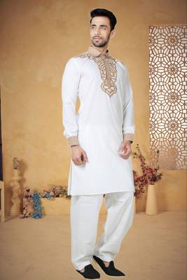 Indian Poshakh Cream Cotton Linen Kurta Pajama 3