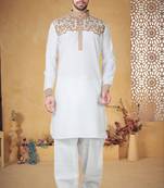 White Cotton Linen Kurta Pajama