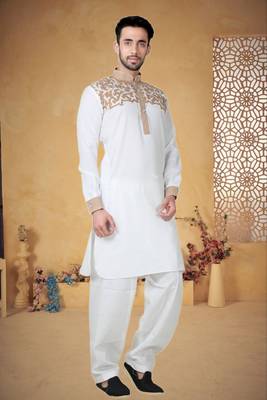 White Cotton Linen Kurta Pajama 2