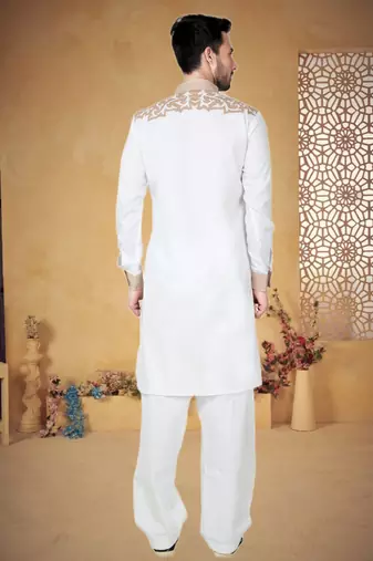 White Cotton Linen Kurta Pajama