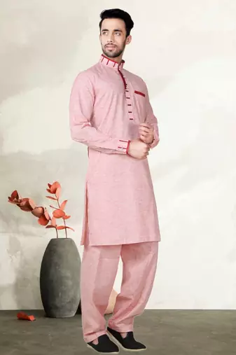 Indian Poshakh Violet Cotton Linen Kurta Pajama
