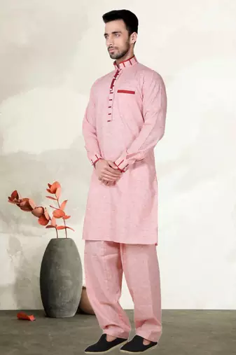 Indian Poshakh Violet Cotton Linen Kurta Pajama