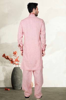 Indian Poshakh Violet Cotton Linen Kurta Pajama 4