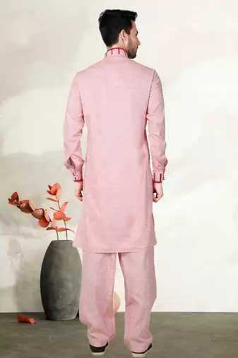 Indian Poshakh Violet Cotton Linen Kurta Pajama