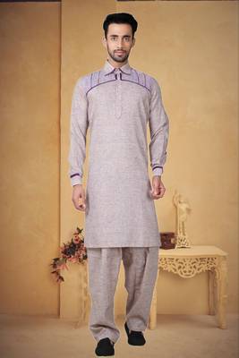 Indian Poshakh Pistaa Cotton Linen Kurta Pajama 1