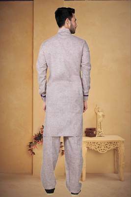 Indian Poshakh Pistaa Cotton Linen Kurta Pajama 4