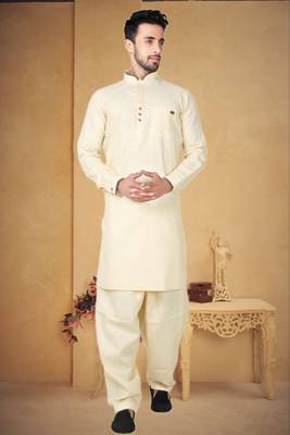 Indian Poshakh Brown Cotton Linen Kurta Pajama 1