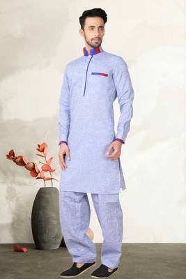 Indian Poshakh Cream Cotton Linen Kurta Pajama 2