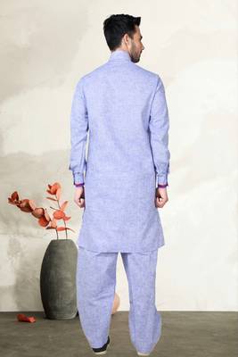 Indian Poshakh Cream Cotton Linen Kurta Pajama 4