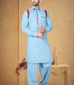 Indian Poshakh Cream Cotton Linen Kurta Pajama