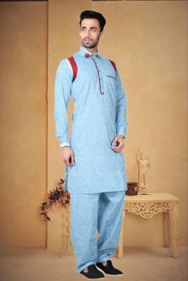 Indian Poshakh Cream Cotton Linen Kurta Pajama 2