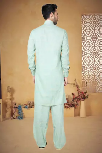 Indian Poshakh Ferozze Cotton Linen Kurta Pajama