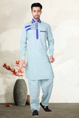 Indian Poshakh Pista Cotton Linen Kurta Pajama 1