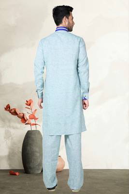Indian Poshakh Pista Cotton Linen Kurta Pajama 4