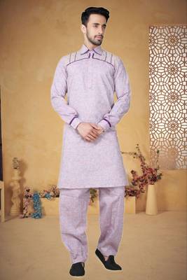 Indian Poshakh Pista Cotton Linen Kurta Pajama 1