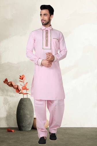 Indian Poshakh Purple Cotton Linen Kurta Pajama
