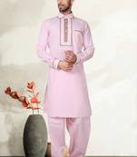 Indian Poshakh Purple Cotton Linen Kurta Pajama