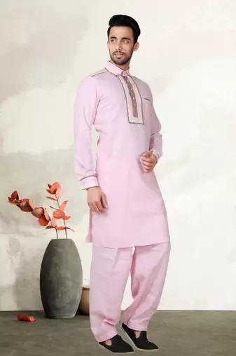 Indian Poshakh Purple Cotton Linen Kurta Pajama