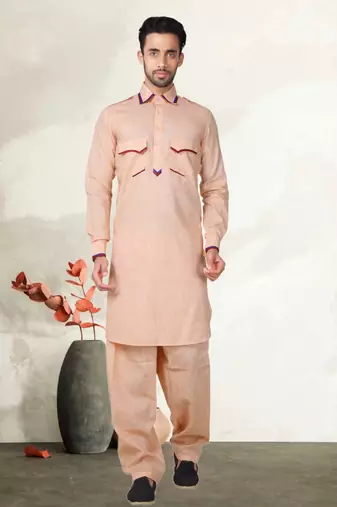 Indian Poshakh Pink Cotton Linen Kurta Pajama