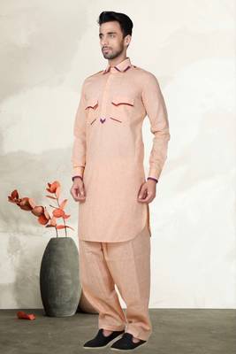 Indian Poshakh Pink Cotton Linen Kurta Pajama 3