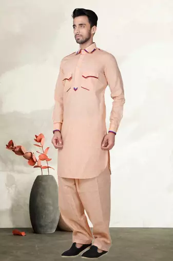 Indian Poshakh Pink Cotton Linen Kurta Pajama