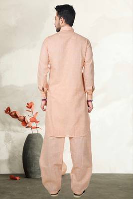 Indian Poshakh Pink Cotton Linen Kurta Pajama 4