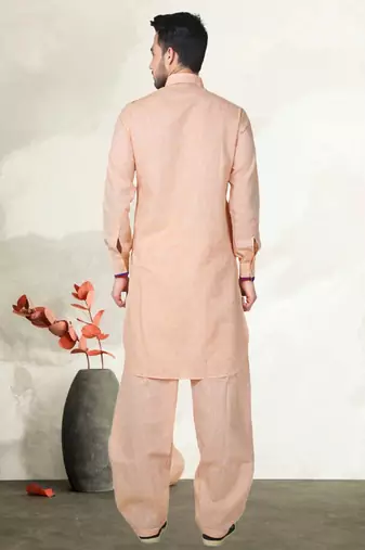 Indian Poshakh Pink Cotton Linen Kurta Pajama